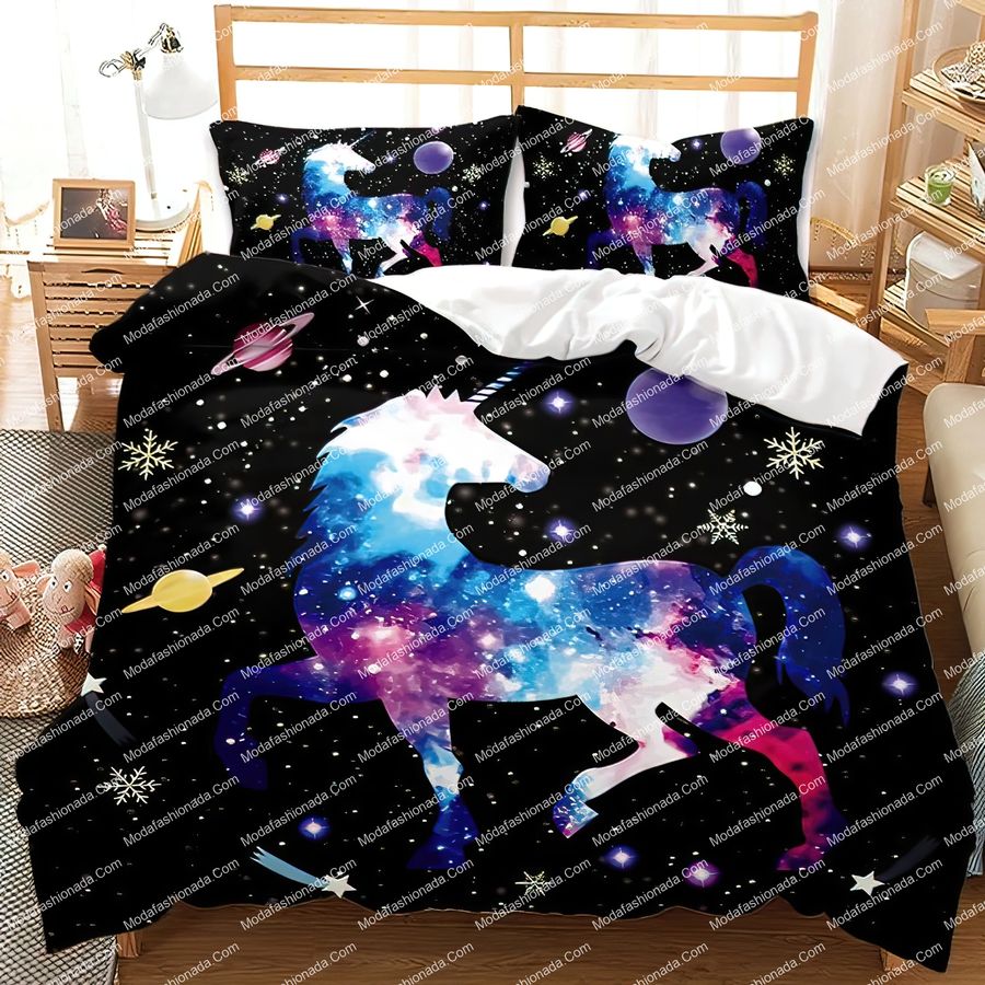 Galaxy Unicorn Black White Bedding Sets