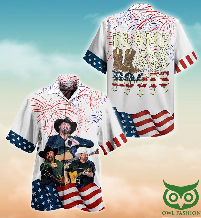 Garth Brooks Blame It All America Flag Hawaiian Shirt