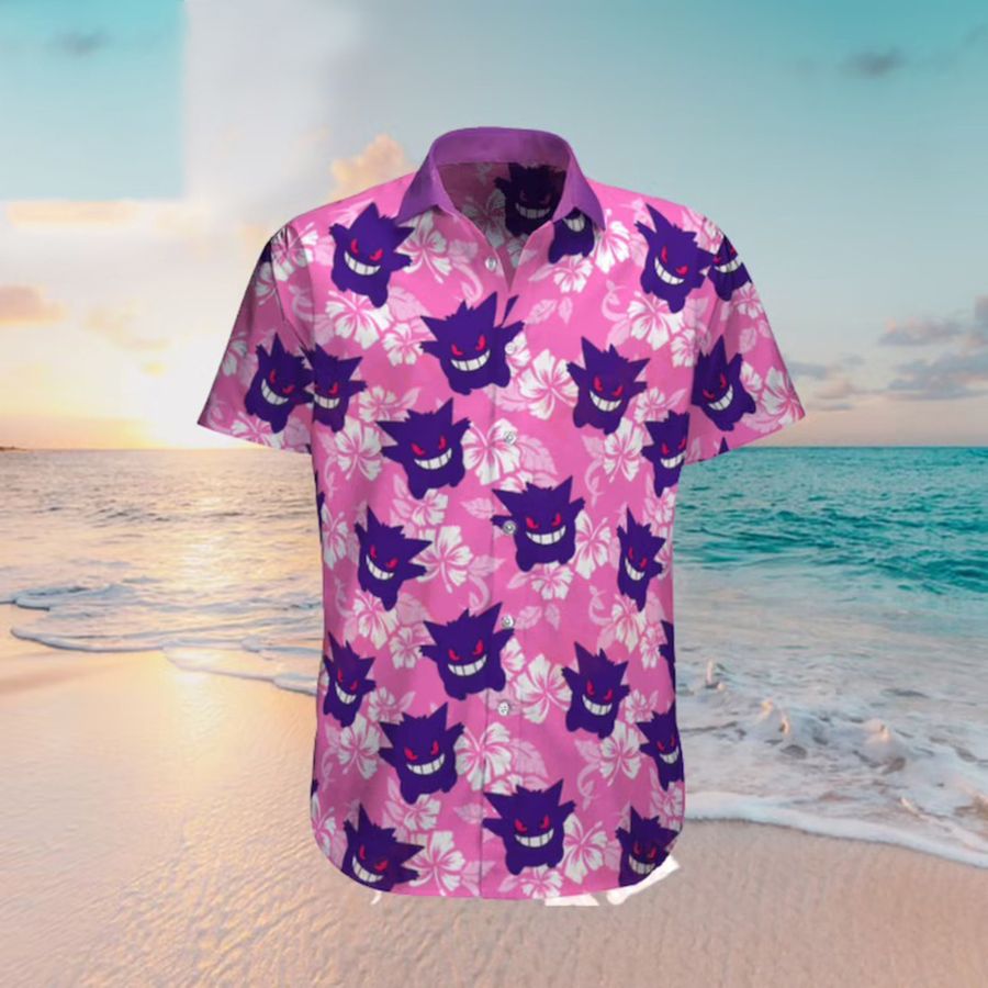 Gengar Pokemon Tropical Beach Chibi Pokemon Aloha Hawaii Shirt