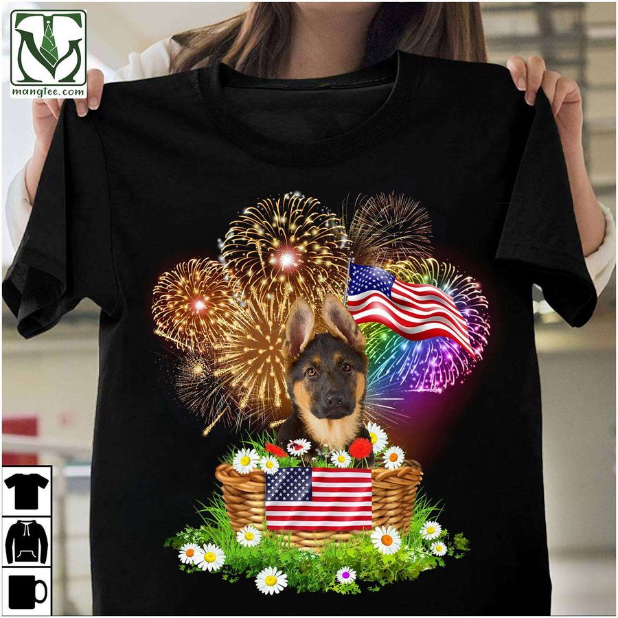 German Shepherd – Firework American flag