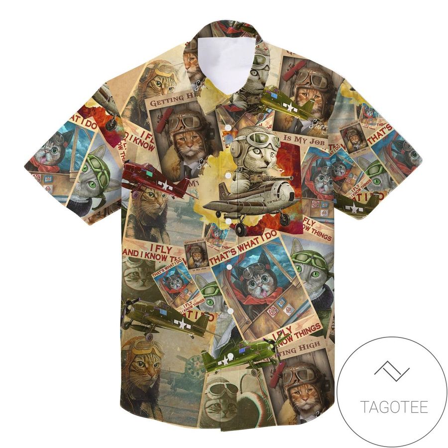 Get Here Pilot Cats Unisex Authentic Hawaiian Shirt 2022 Taht24