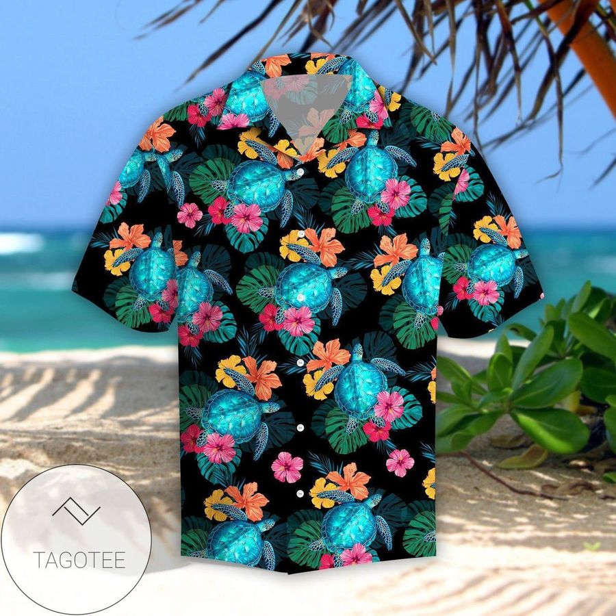 Get Here Turtles Hibiscus Tropical Authentic Hawaiian Shirt 2022