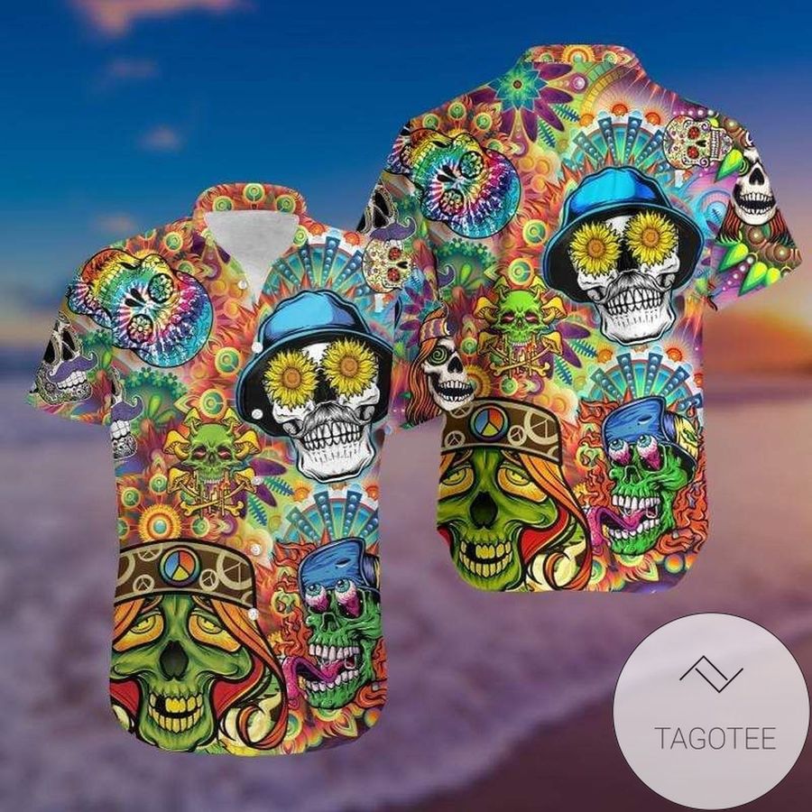 Get Now Hawaiian Unisex Aloha Hippie Skull Colorful Shirts V