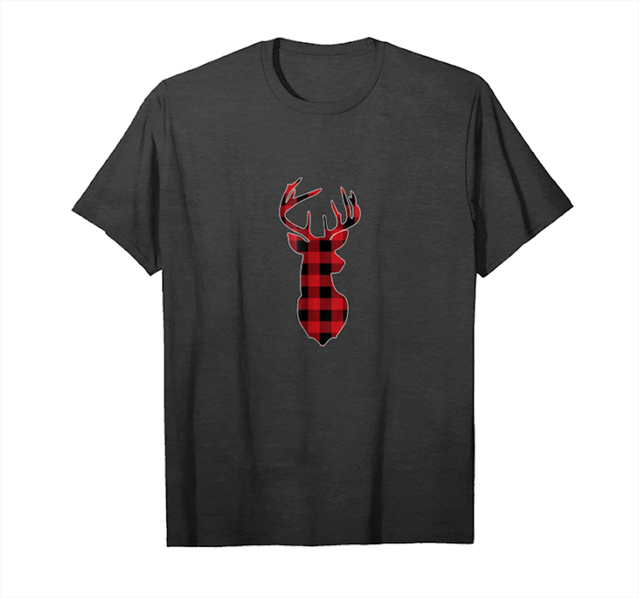 Get Red and Black Buffalo Plaid Flannel Christmas Deer T Shirt Unisex T-Shirt.png