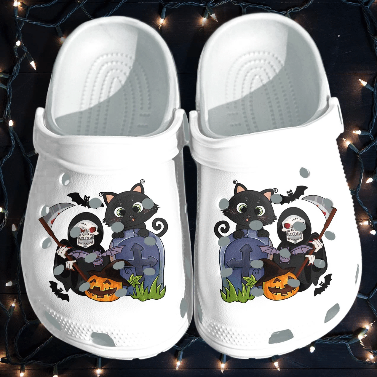 Ghost Cat Shoes Clog - Halloween Pumpkin Crocs Crocband Clog Birthday Gift For Man Women