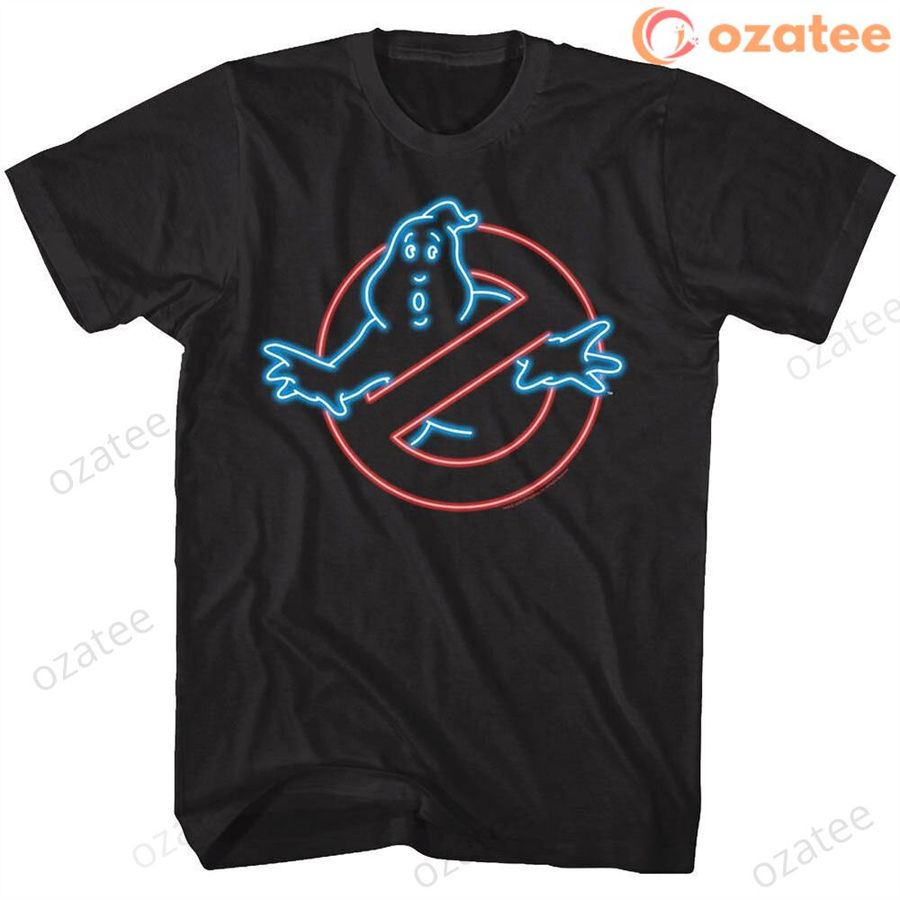 Ghostbusters Men's T-Shirt Neon No Ghost Icon Black Shirt 80s Cartoon T Shirt