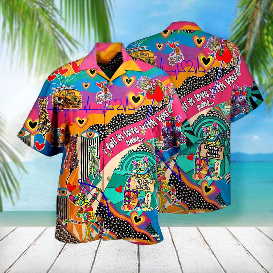 Gift For Cat Lover Hippy Love Cat Hawaiian Shirt Pre13113, Hawaiian shirt, beach shorts, One-Piece Swimsuit, Polo shirt, funny shirts, gift shirts