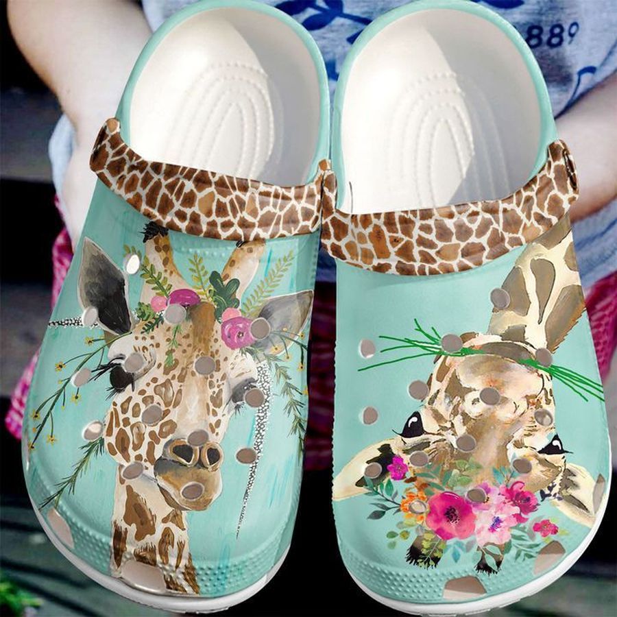 Giraffe Floral Sku 1158 Crocs Clog Shoes