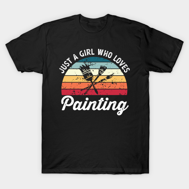 Girl who loves Painting Womens Gift Retro Sunset T-shirt, Hoodie, SweatShirt, Long Sleeve