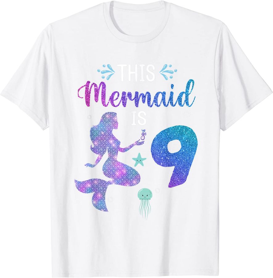 Girls 9th Birthday Shirt - This Mermaid Is 9 Shirt