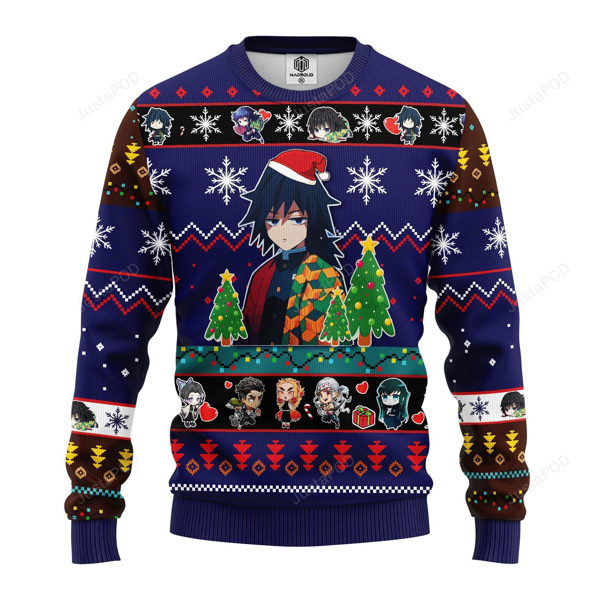 Giyu Tomioka Christmas Demon Slayer Anime Ugly Christmas Sweater Blue