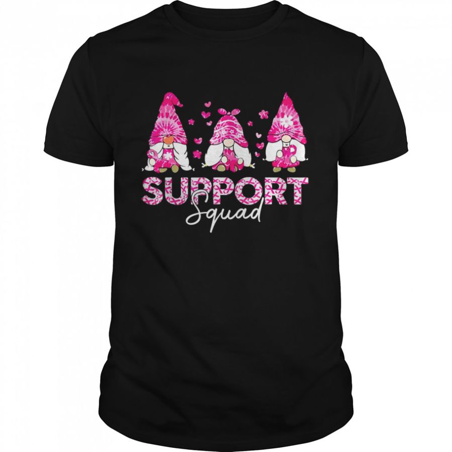 Gnome Support Squad Breast Cancer Awareness Pink Tie Dye T-Shirt