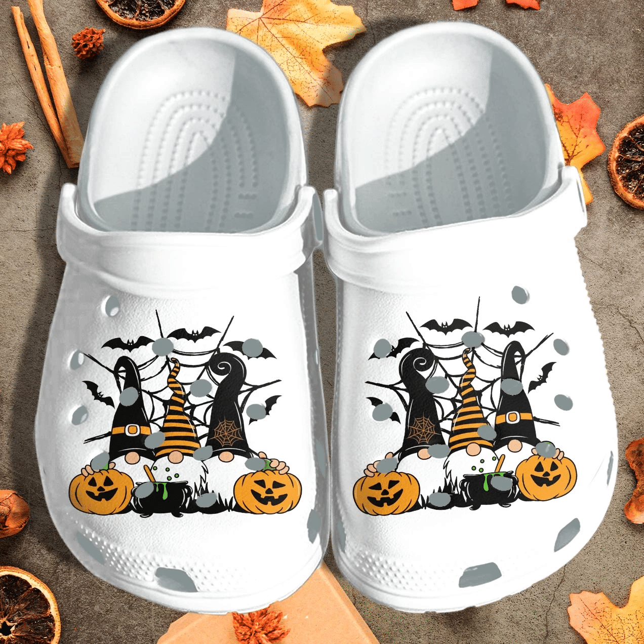 Gnomes Witches Spider Web Shoes Clog - Funny Halloween Crocs Crocband Clog Birthday Gift For Boy Girl