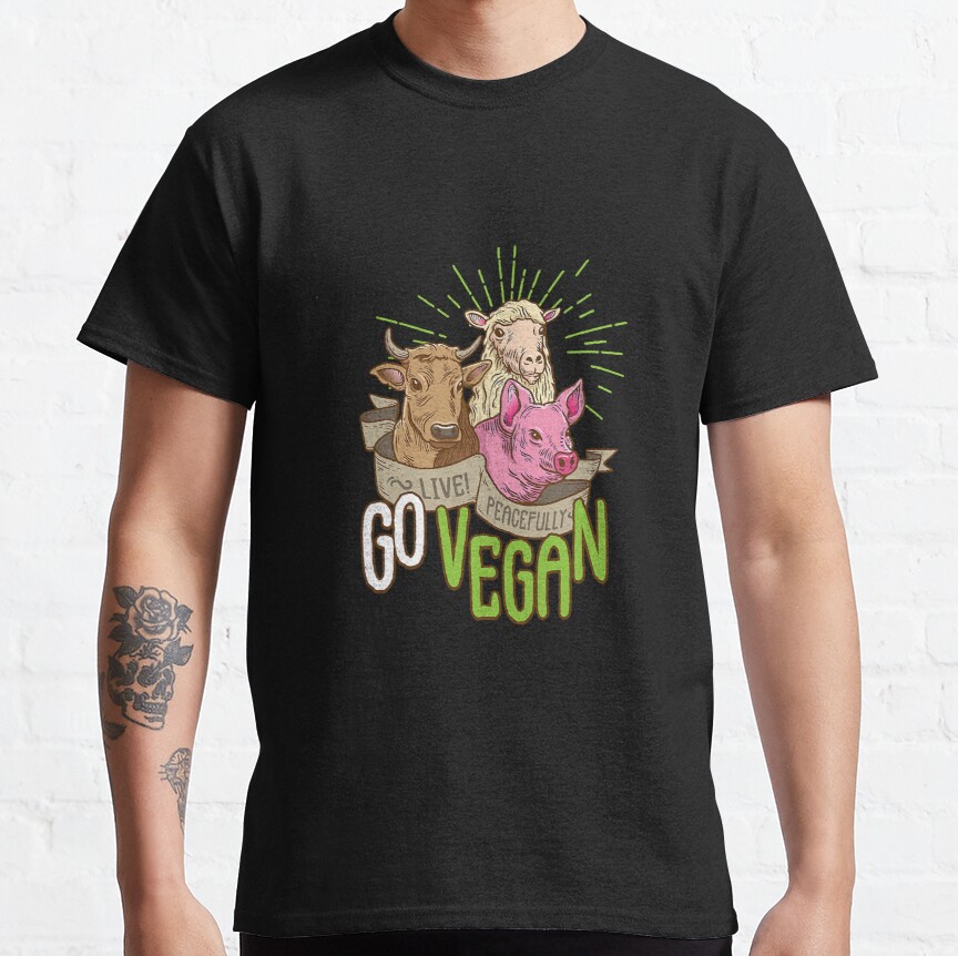 Go Vegan Love Animals Funny Animal Cow Classic T-Shirt