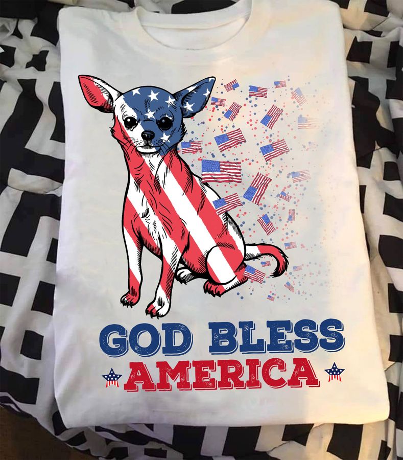 God bless America – America flag and Chihuahua dog