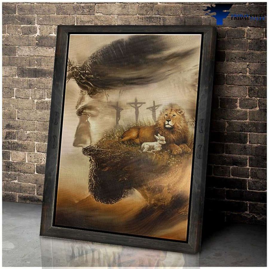God Lion Poster, Lion And Lamb, Jesus Cross Poster