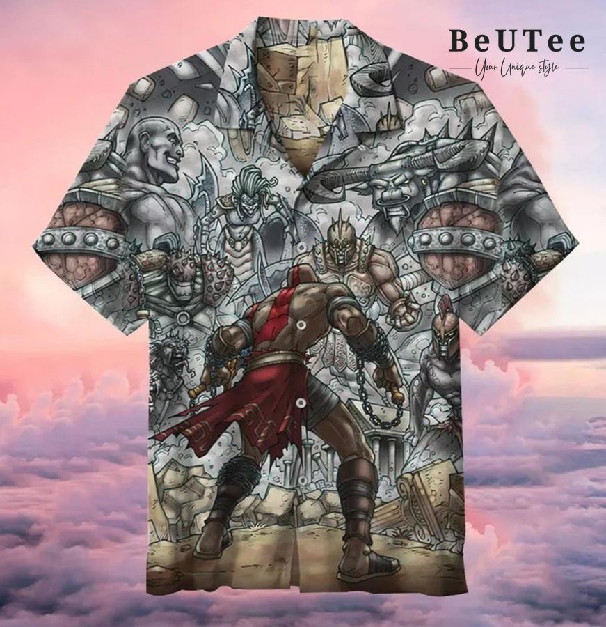 God of Ward Kratos vs Medusa Minotaur hawaiian shirt