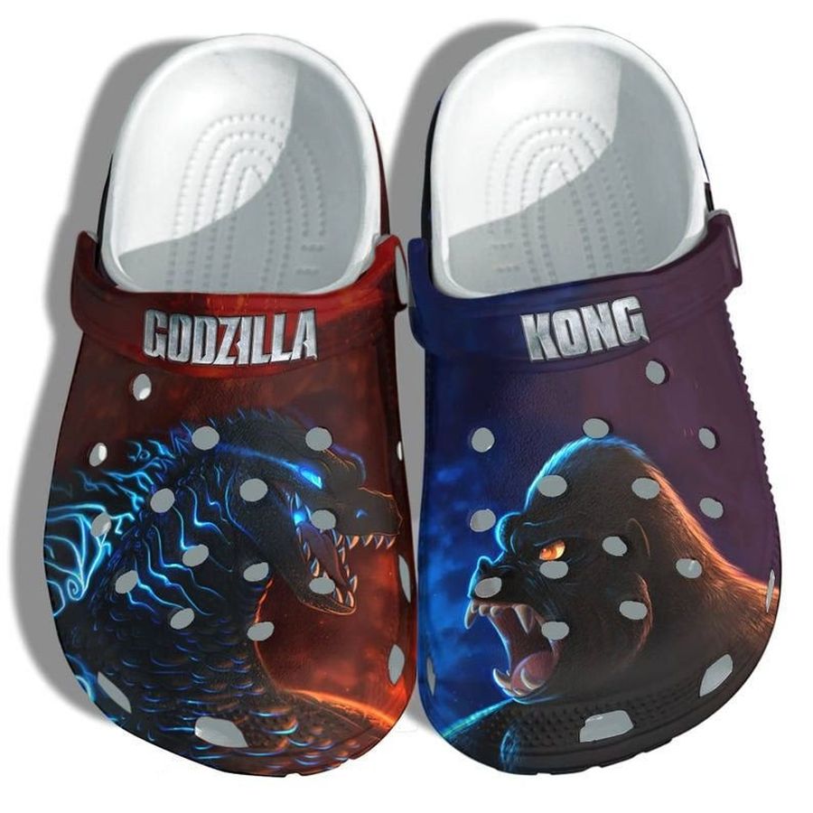Godzilla Kong Monster Rubber Crocs Crocband Clogs, Comfy Footwear