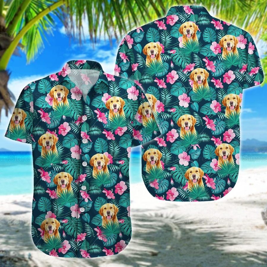 Golden Retriever Hawaiian Shirt, Golden Lover, Tropical Shirt, Golden Shirt, Dog Button Up, Summer Shirt, Dog Hawaii Shirt PHT052205G05