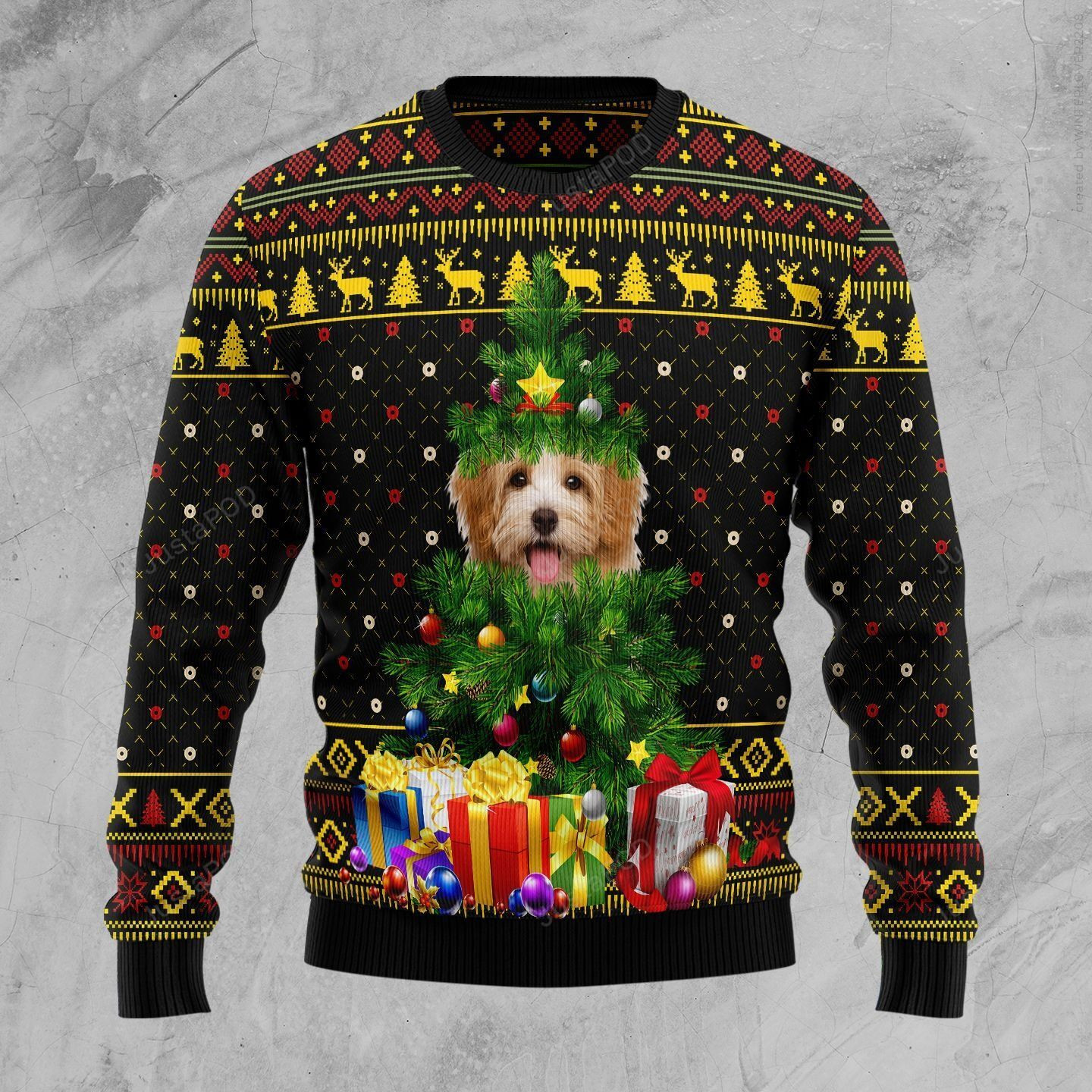 Goldendoodle Pine Ugly Christmas Sweater All Over Print Sweatshirt Ugly