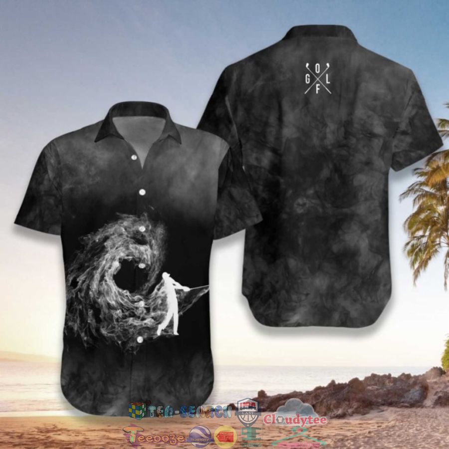 Golfer On Smoke Background Hawaiian Shirt – Saleoff
