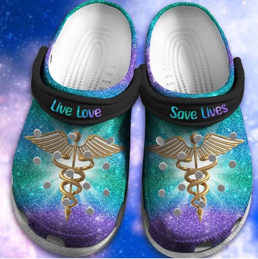 Gradient Glitter Nurse Crocs Shoes Clogs - Live Love Custom Crocs Shoes Clogs Birthday Gift For Women Girl Men Women Boy Girl