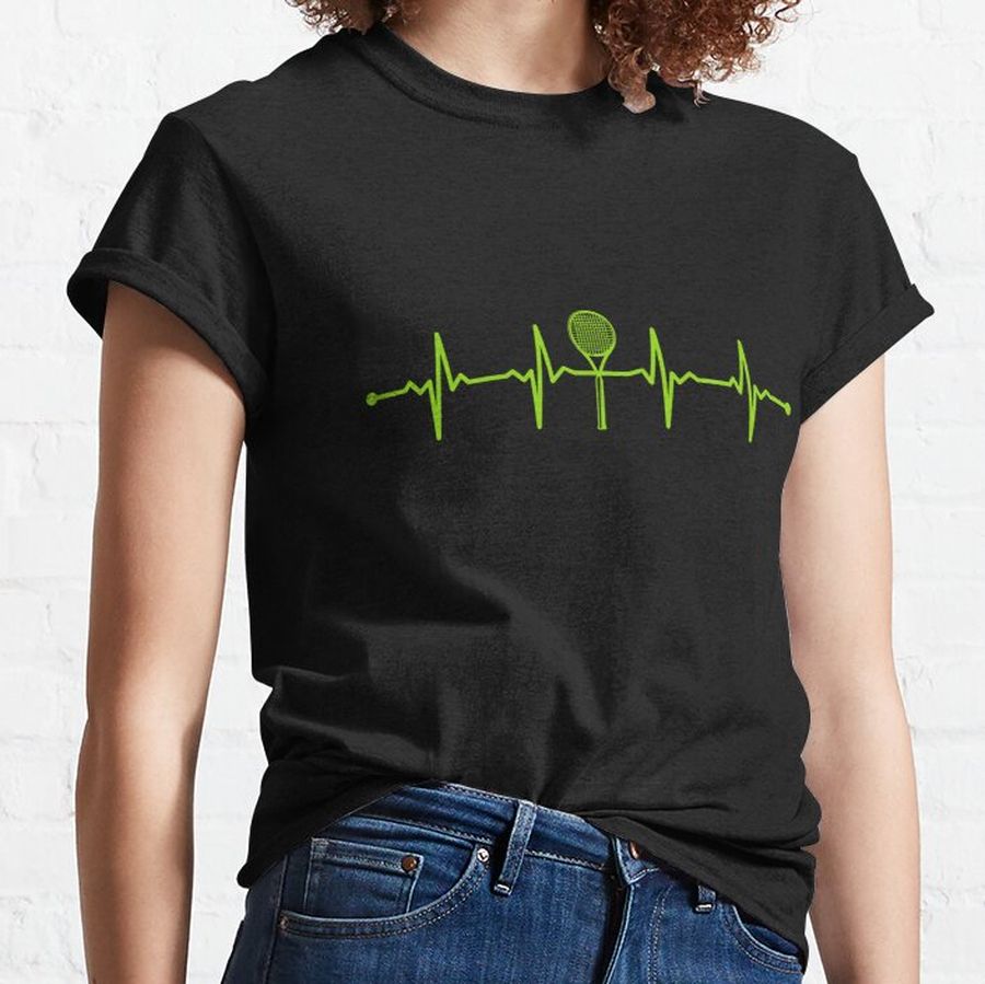 Graphic T-Shirt - Cool graphic t-shirt Chirstmas Heartbeat Of Tennis Sport  Classic T Shirt. Classic T-Shirt