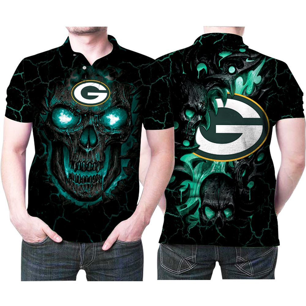 Green Bay Packers Lava Skulls Tiger 3d Printed Gift For Green Bay Packers Fan Polo Shirt All Over Print Shirt 3d T-shirt
