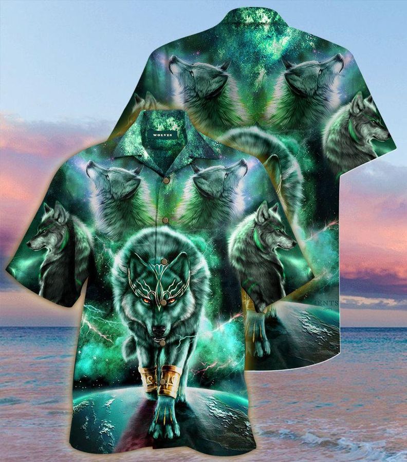 Green King Wolf Hawaiian Shirt Pre13014, Hawaiian shirt, beach shorts, One-Piece Swimsuit, Polo shirt, funny shirts, gift shirts, Graphic Tee