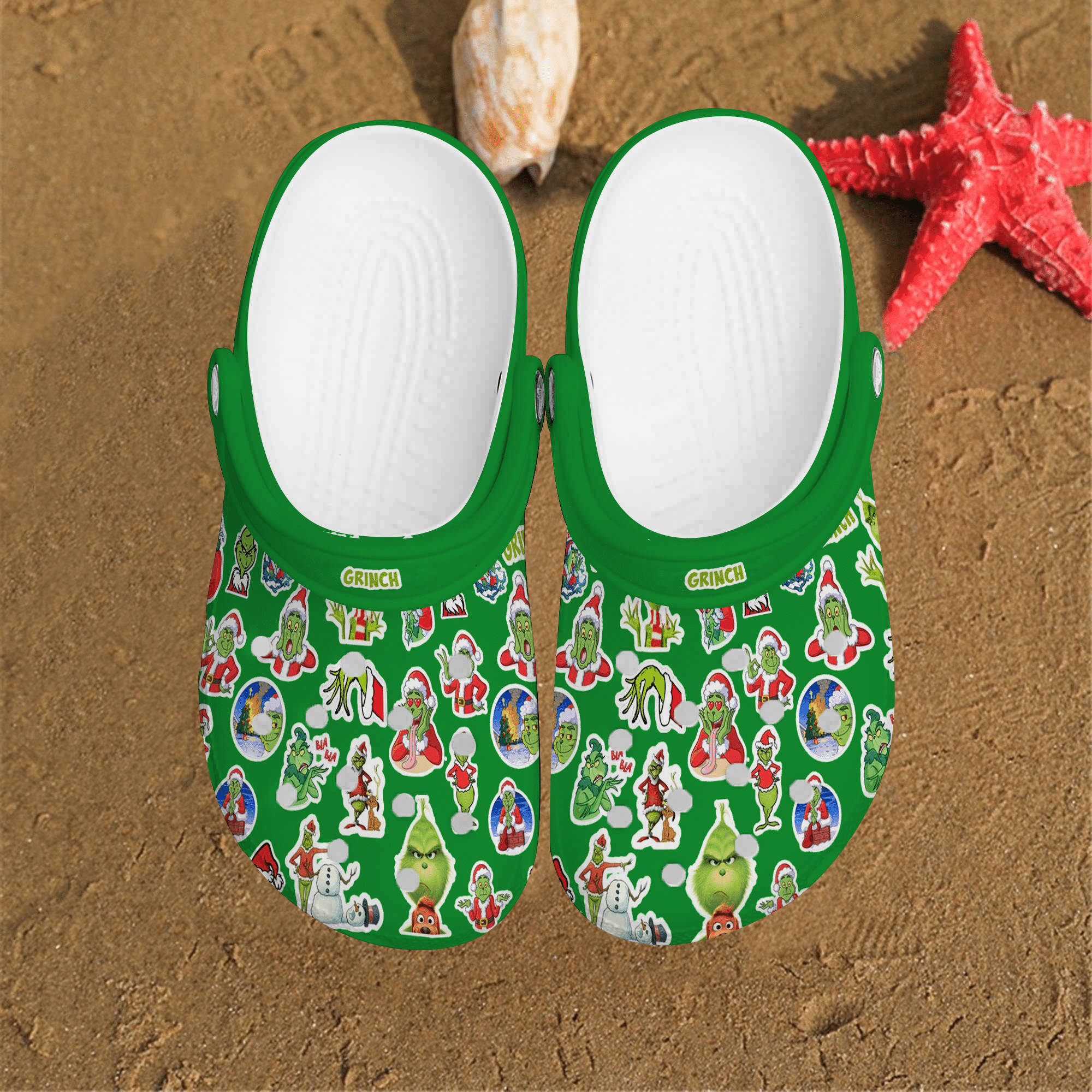 Grinch Grumpy Face Christmas Xmas Gift Full Emotions Comfortable For Man And Women Classic Water Rubber Crocs Crocband Clogs Comfy Footwear