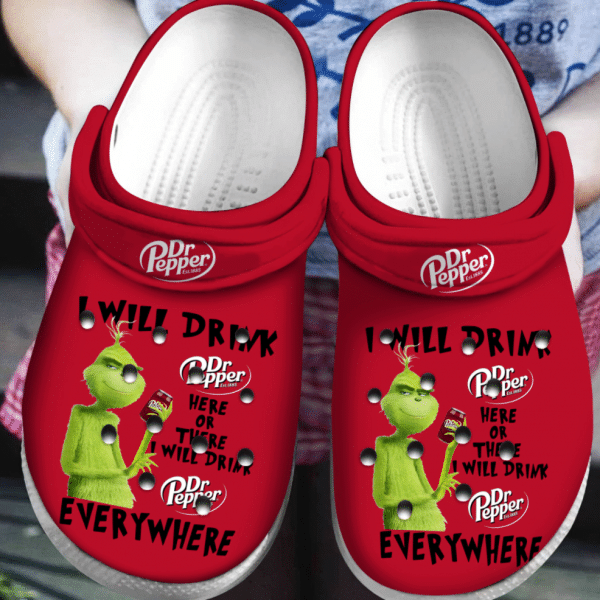 Grinch I Will Drink Dr Peppe 103 Gift For Lover Rubber Crocs Crocband Clogs, Comfy Footwear