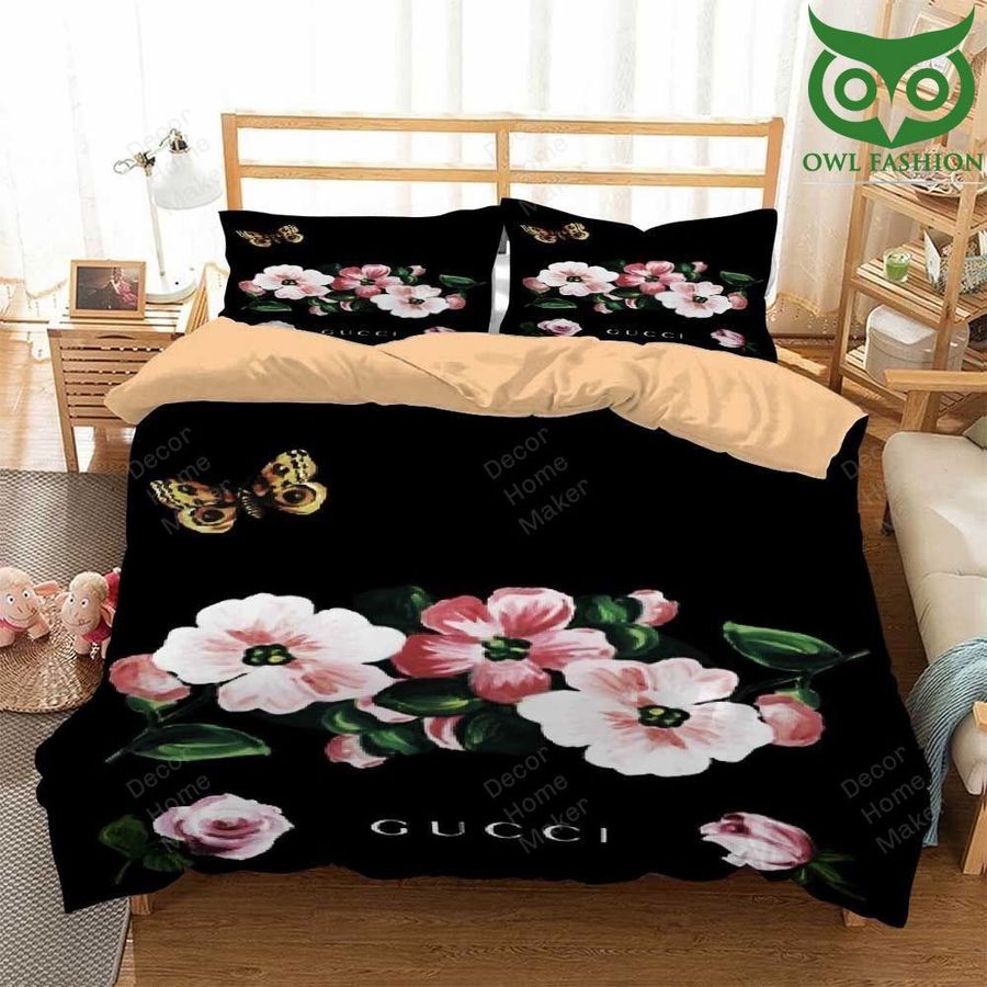 Gucci flower butterfly LUXURY bedding set