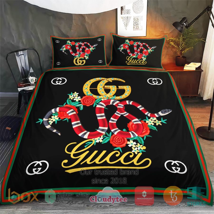Louis Vuitton And Bugs Bunny Gucci Snake Dark Brown Bedding Set  Tagotee