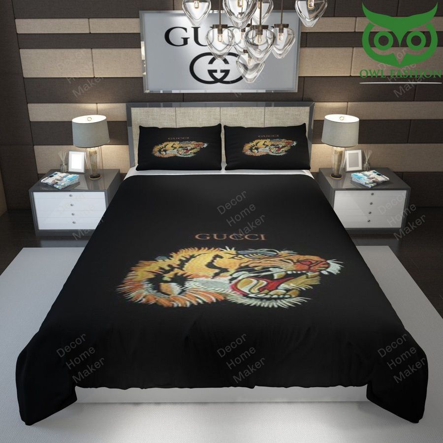 Gucci Tiger on black duvet luxury bedding set