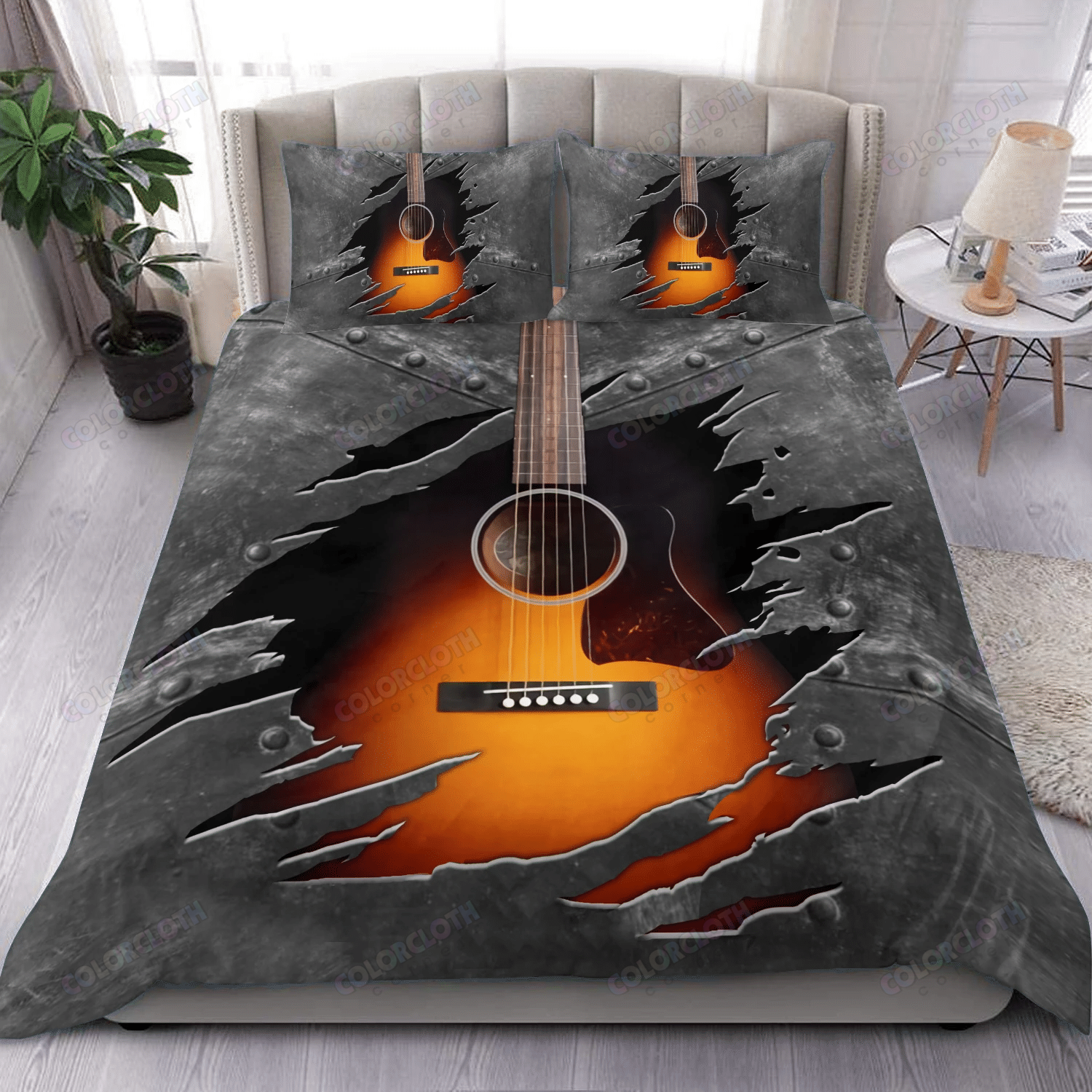 Guitar Crack Pattern Bedding Set
