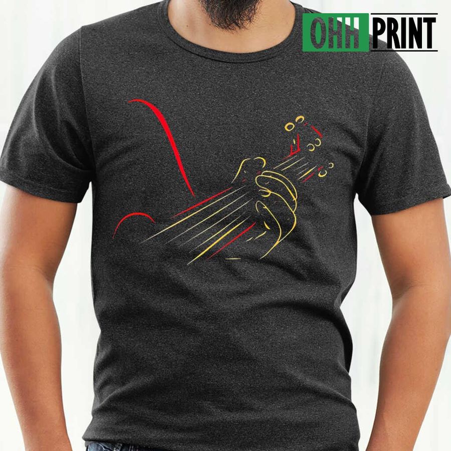 Guitar Performance Line Art T-shirts Black