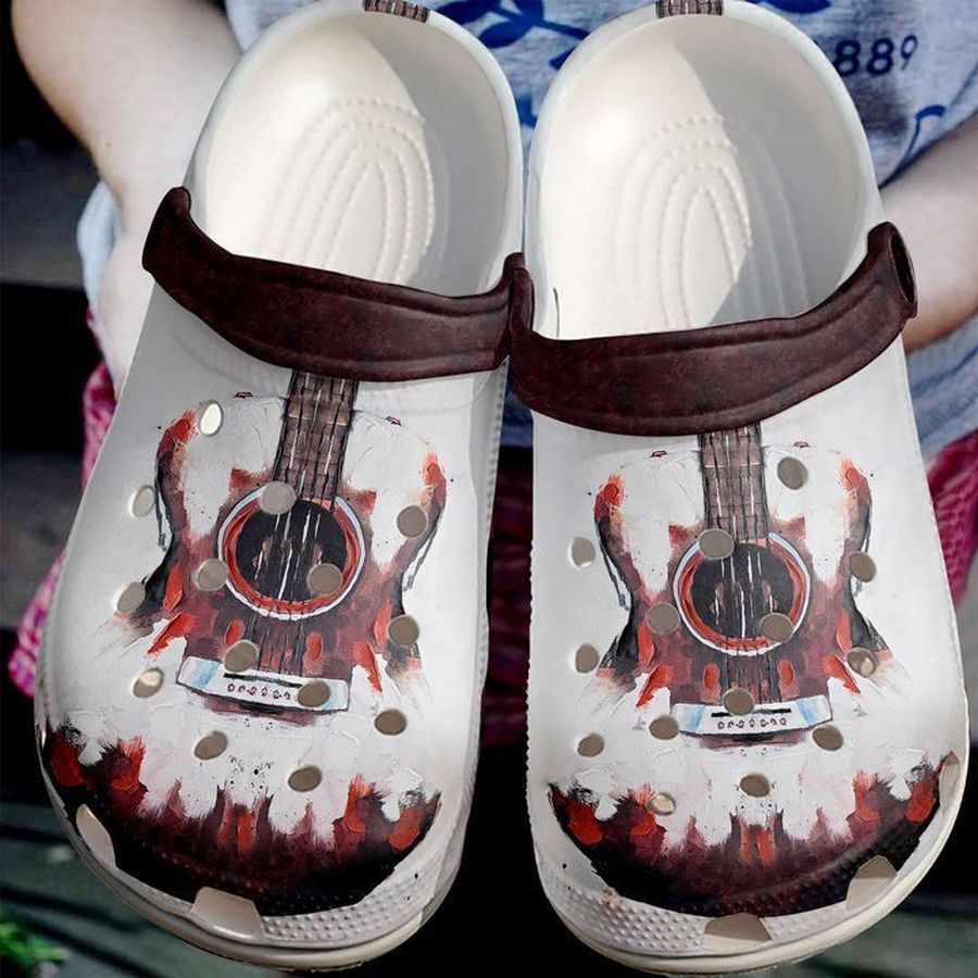 Guitar Red Painting Sku 1237 Crocs Clog Shoes