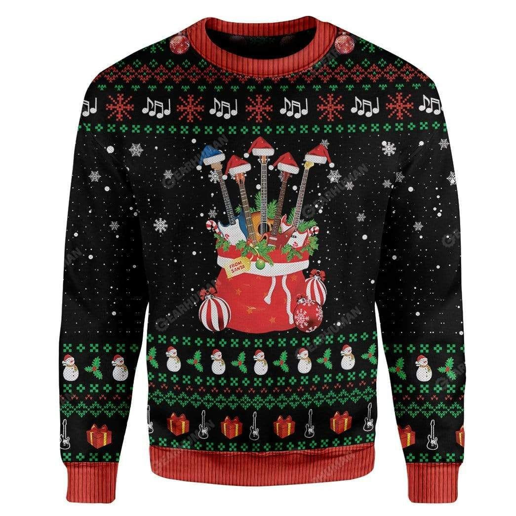 Guitars Santa Ugly Christmas Sweater All Over Print Sweatshirt Ugly