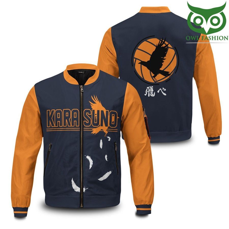 Haikyuu Karasuno volleyball Crows Wings Printed Bomber Jacket