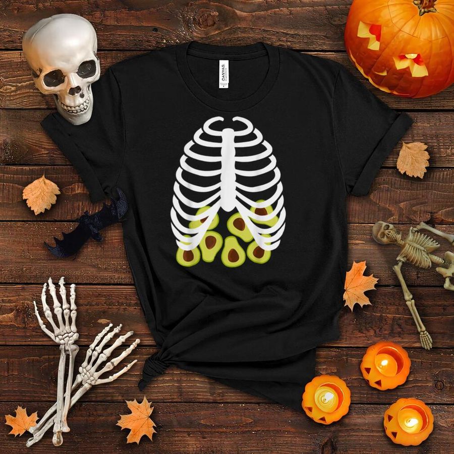 Halloween Adult Youth Kids Costume Rib Cage Skeleton Avocado T Shirt