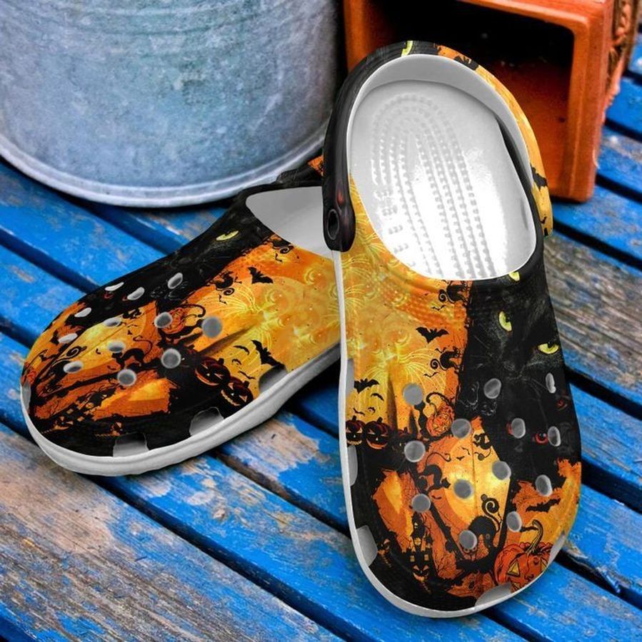 Halloween Black Cat Sku 1269 Crocs Crocband Clog Comfortable For Mens Womens Classic Clog Water Shoes