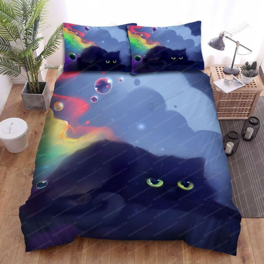 Halloween Bubbles And Black Cat Animal 280 Bedding Set – Duvet Cover – 3D New Luxury – Twin Full Queen King Size Comforter Cover