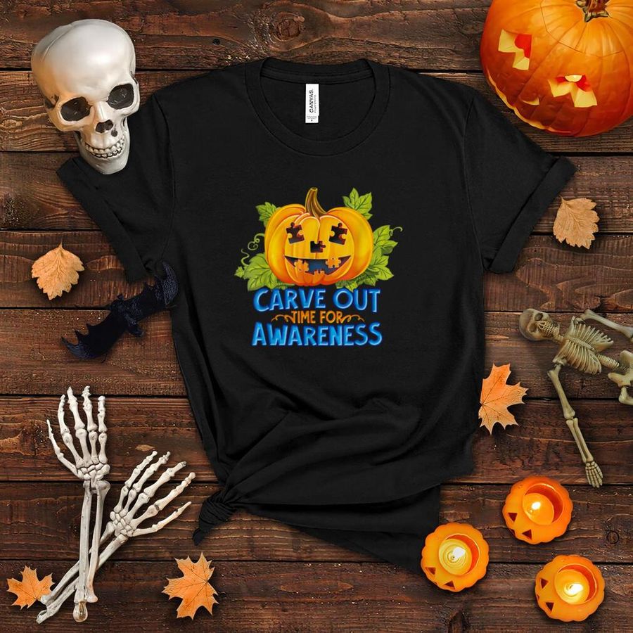 Halloween Carve Out Time For Awareness Puzzle Pumpkin Autism T Shirt