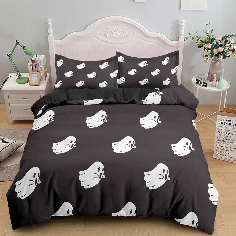 Halloween Cute Ghosts black Bedding Set