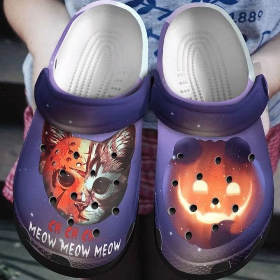 Halloween Gifts Meow Cat Jason Voorhees Adults Kids Crocs Shoes Crocband Clog For Men Women Ht