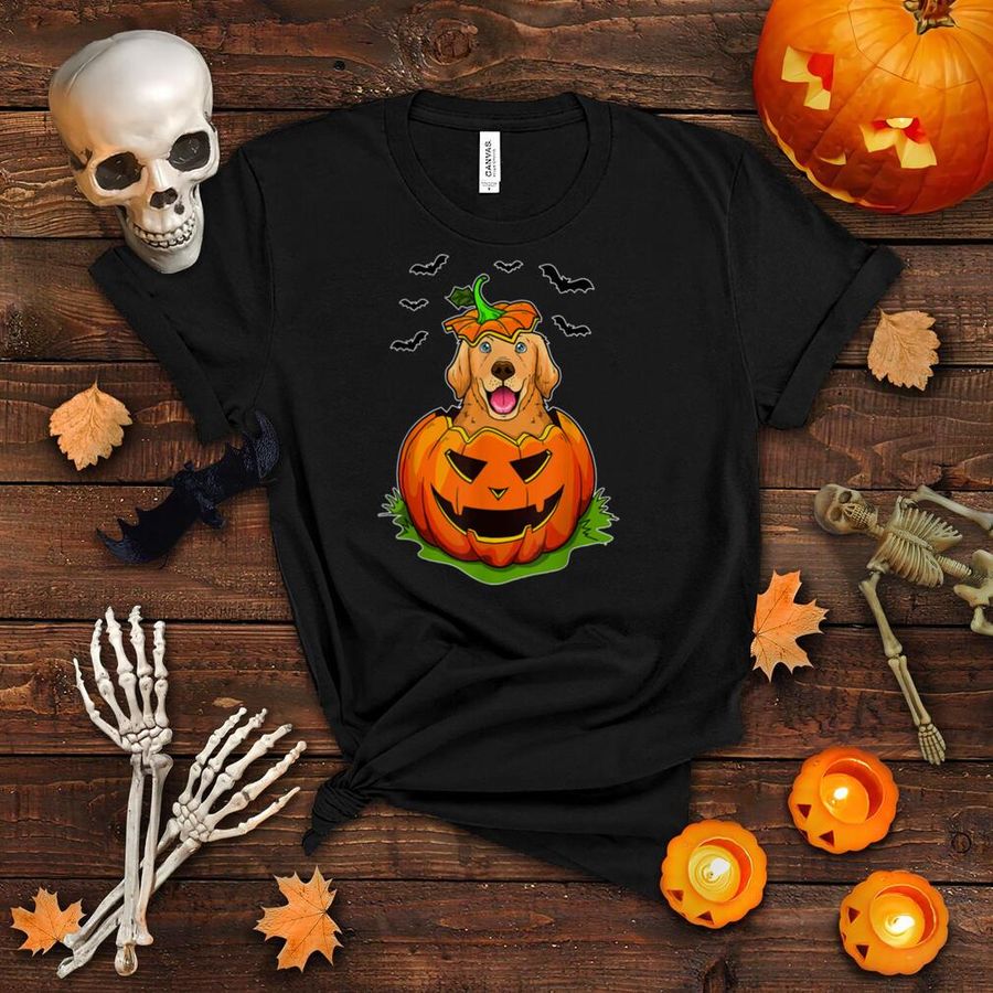 Halloween Golden Retriever Dog Lovers Pumpkin Distressed T Shirt