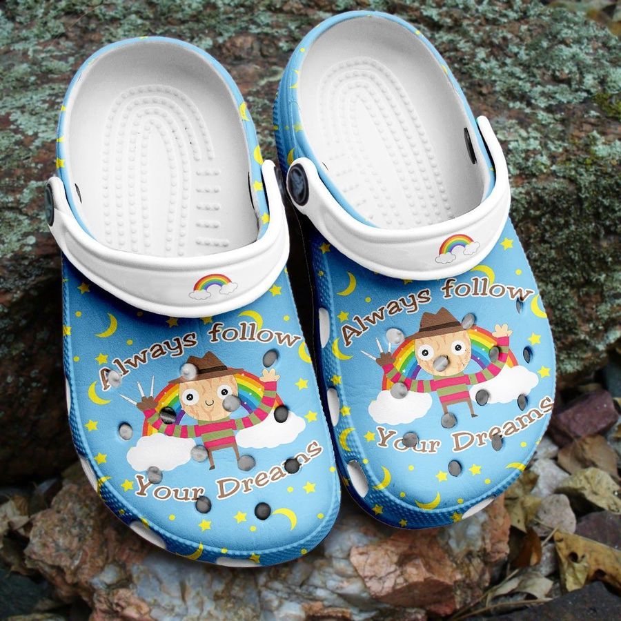 Halloween Rainbow Always Follow Your Dreams A124 Gift For Lover Rubber Crocs Crocband Clogs, Comfy Footwear