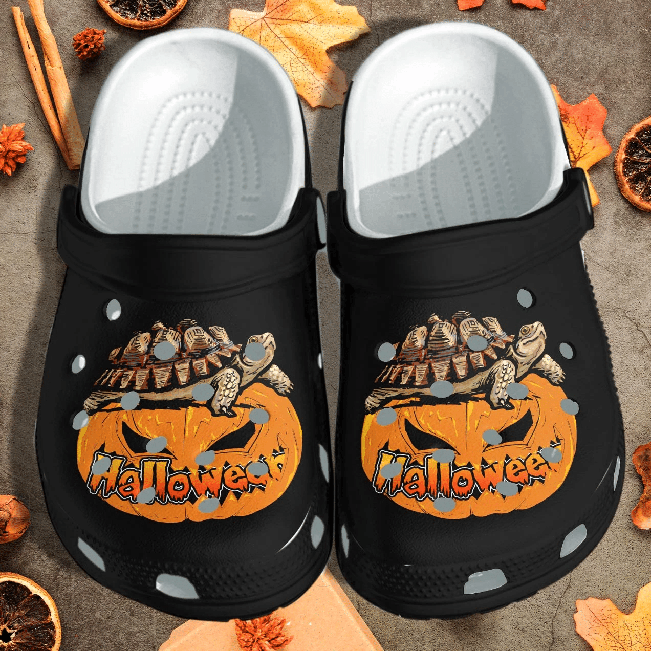 Halloween Turtle Sitting On Pumpkin Shoes Clog - Halloween Crocs Crocband Clog Birthday Gift For Man Woman