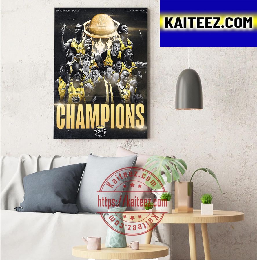 Hamilton Honey Badgers 2022 CEBL Champions Art Decor Poster Canvas