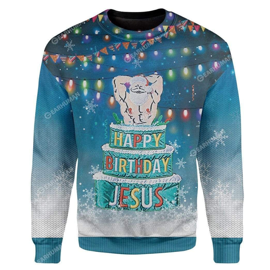 Happy Birthday Jesus Ugly Christmas Sweater All Over Print Sweatshirt